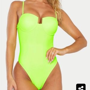 Neon Yellow Balcony Cupped Swimsuit